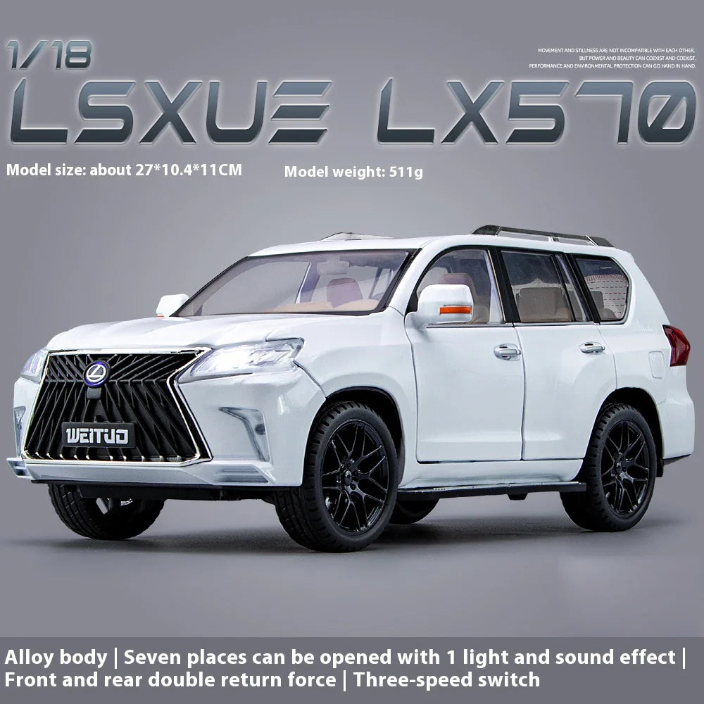 Large 1:18 Lexus LX570 Off-road SUV Metal Alloy Diecast Car