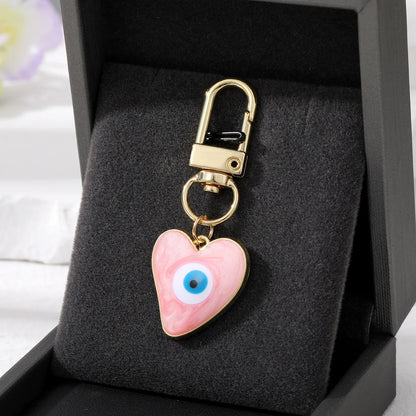 Turkish Heart Evil Eye Enamel Pendant Keychains