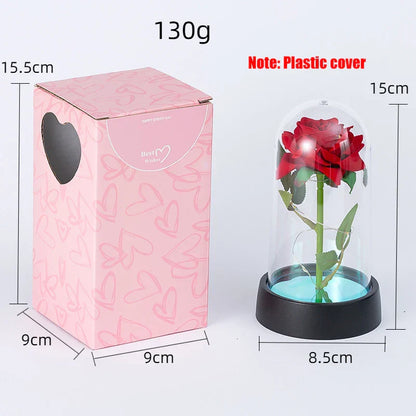 LED Eternal Rose in Glass Dome - Romantic Gift for Home