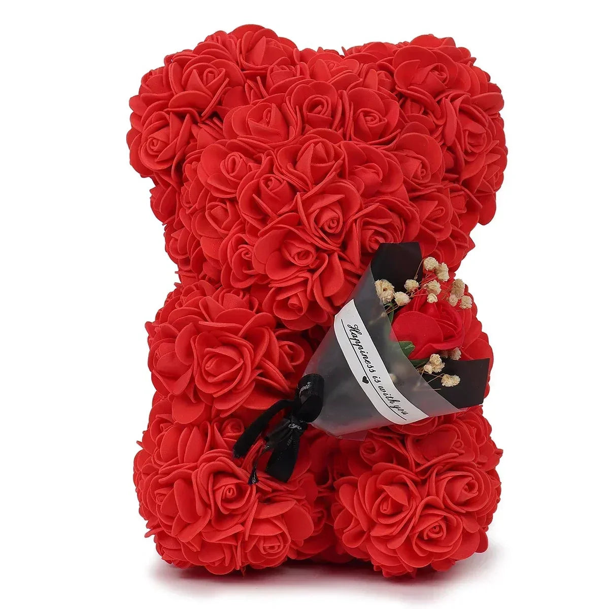 Rose Teddy Bear with Artificial Flowers - Romantic Gift for Girlfriend, Wife, or Mom
