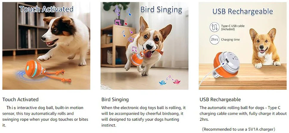 Smart Interactive Dog Toy Ball - Motion Activated Chew Toy
