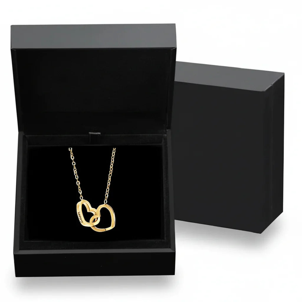 Personalized Double Heart Name Necklace in Stainless Steel