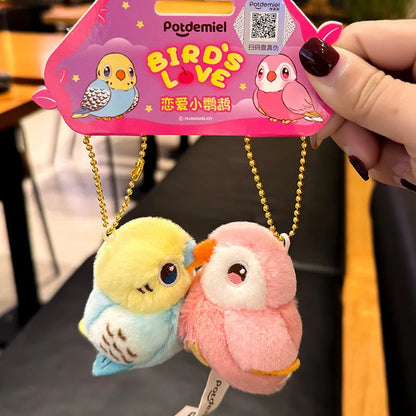 Kissing Couple Bird Plush Keychain Romantic Gift for Couples