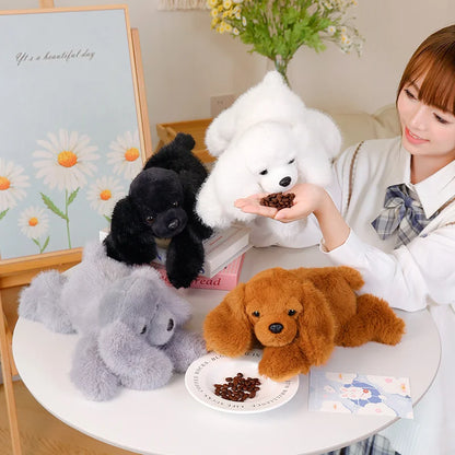 Soft & Cuddly 30CM Prone Simulation Dog Plush Toy for Warm Companionship