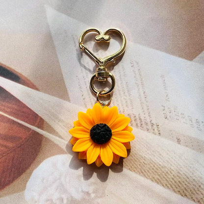 Sunflower Love Heart Keychains