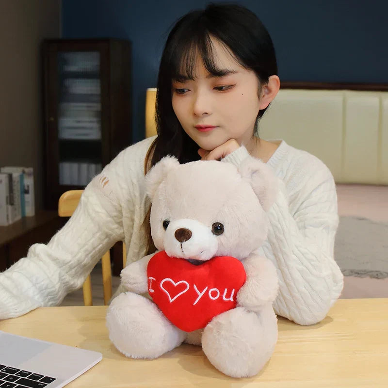28CM Teddy Bear Plush Toy Holding Heart I Love You