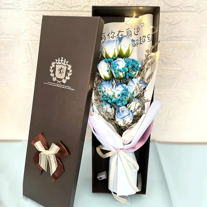 Lighted Soap Rose Bouquet Gift Box for Valentine's Day