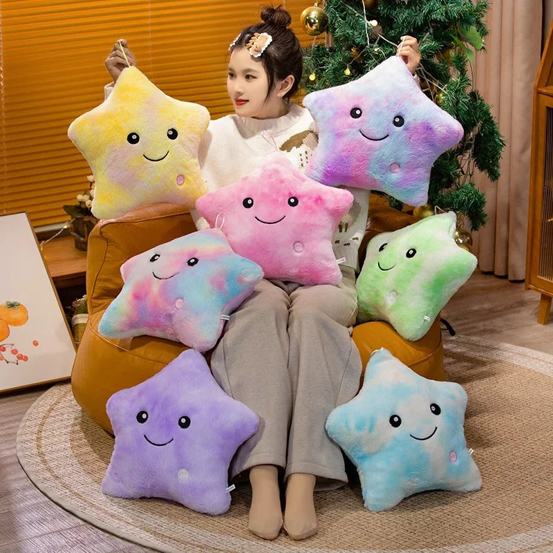LED Star Plush Toy Soft Stuffed Star Pillow for Kids and Home Decor