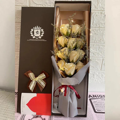 Lighted Soap Rose Bouquet Gift Box for Valentine's Day