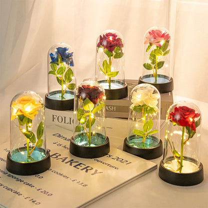 Eternal Rose in Glass Dome Decorative Flower Gift for Girlfriend