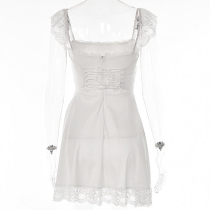 Lace Strap Sleeveless Loose Mini Dresses