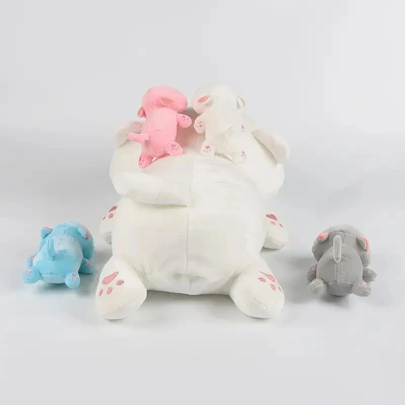 Adorable 47cm Mother Cat with 4 Mini Kittens - Perfect Gift for Kids!