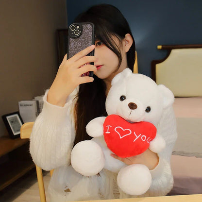 28CM Teddy Bear Plush Toy Holding Heart I Love You