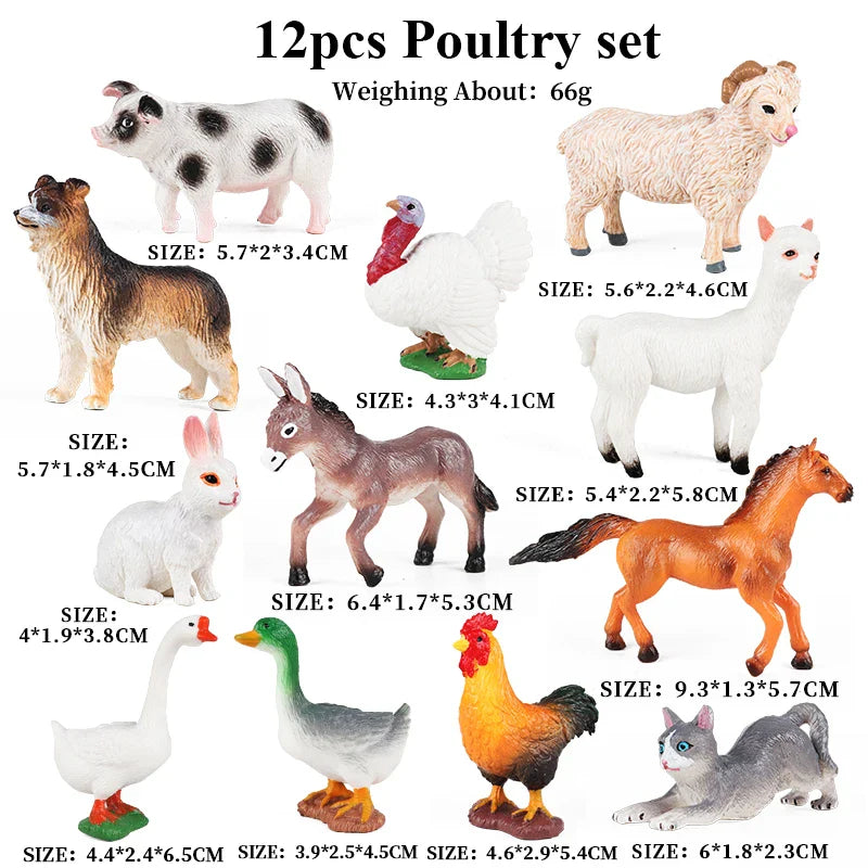 Montessori Miniature Lion Shark Horse Dinosaur Animals Model Set Action Figures