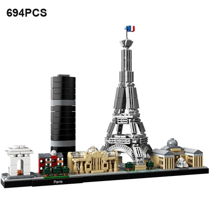 694PCS Arc De Triomphe Eiffel Tower Architecture Pairs Building Blocks