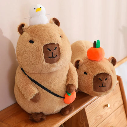 Capybara Plush Toy - Fluffy Fruit-Embracing Doll for Fun Gifts