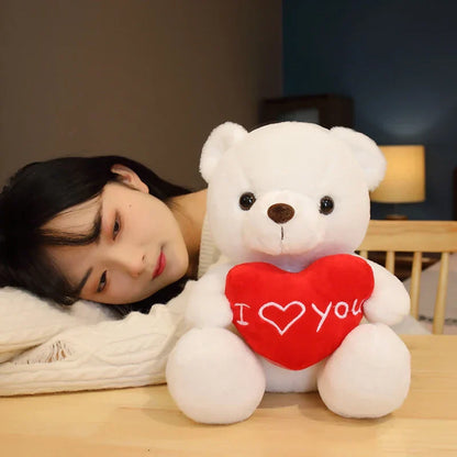 28CM Teddy Bear Plush Toy Holding Heart I Love You
