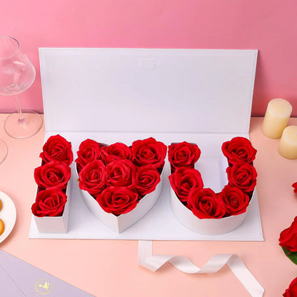 16Pcs Forever Roses in Heart Box - Valentine's Gift for Her