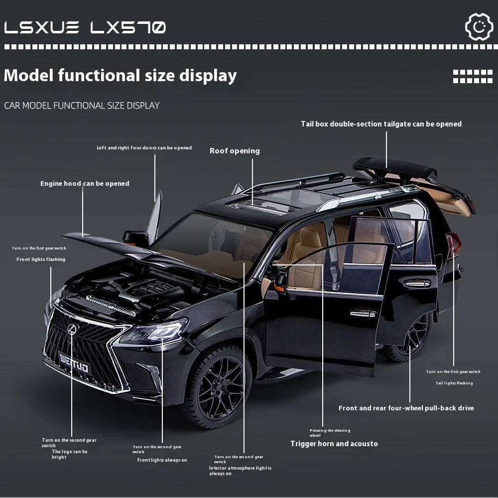 Large 1:18 Lexus LX570 Off-road SUV Metal Alloy Diecast Car