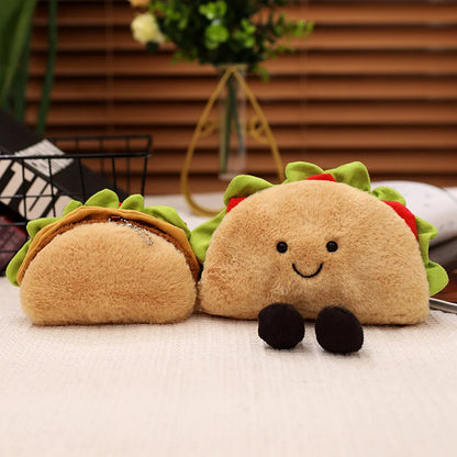 Taco Plush Toy & Bubble Tea Pillow - Soft Fruit Drink Doll Cushion Gift