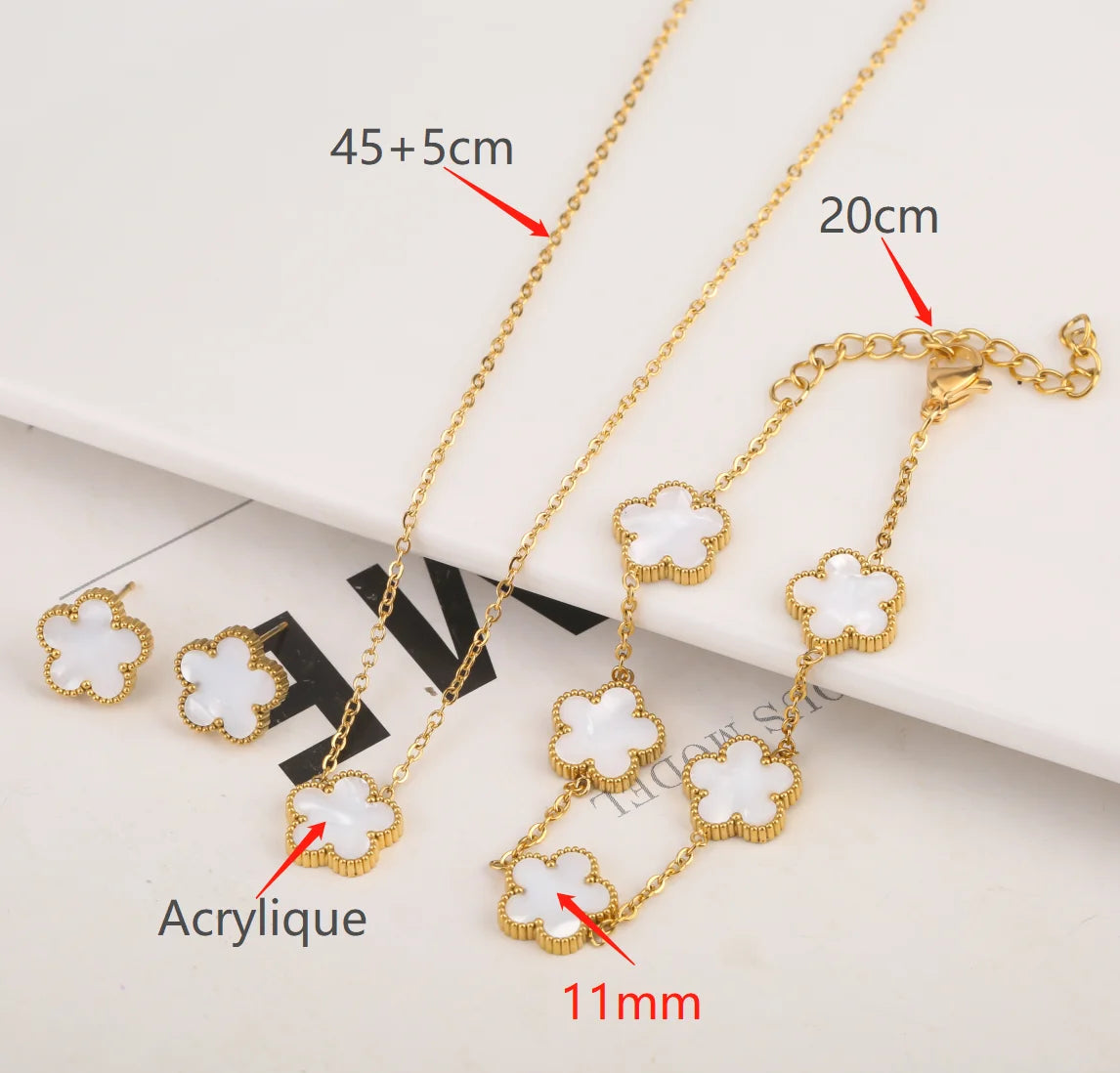 Gold Plated Five Leaf Flower Adjustable Bracelet