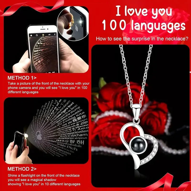 Preserved Rose Box with Necklace Gift Set