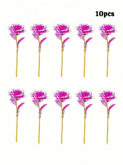 Fuchsia Artificial Rose Set of 10