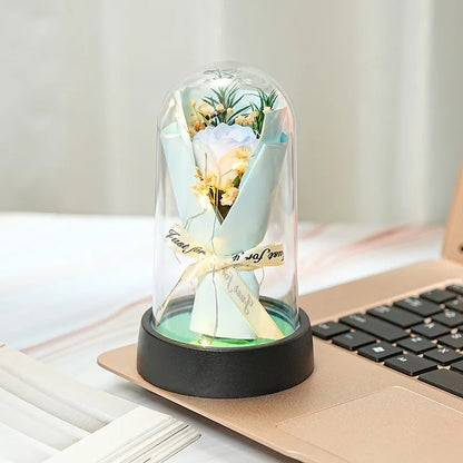 Everlasting Rose LED Glass Dome Bouquet