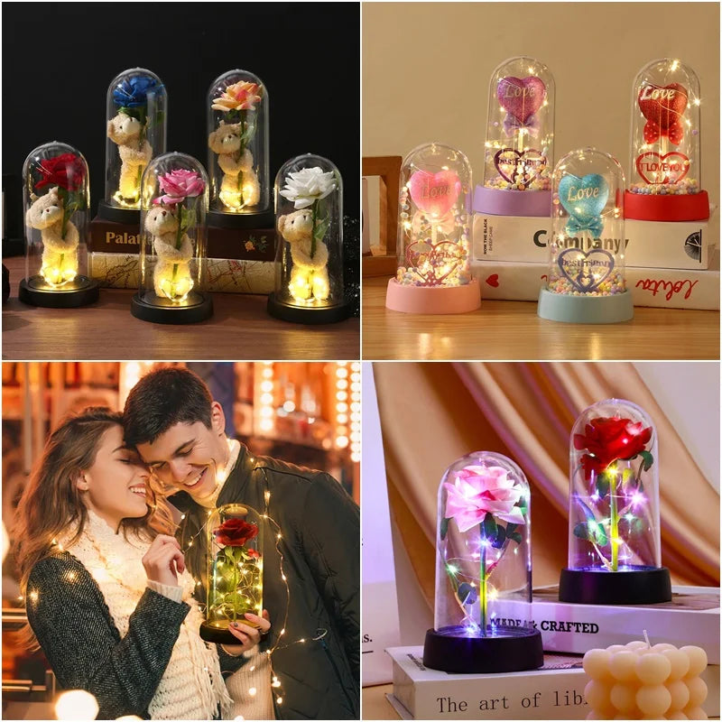 Eternal Galaxy Rose with LED Lights Romantic Gift for Valentine's Day and Wedding