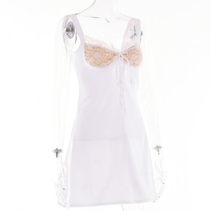 Lace Cupped Satin Mini Dress