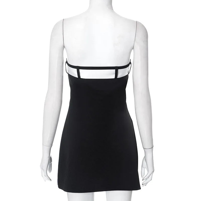 Black Tube White Bow Mini Dress