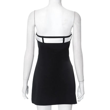 Black Tube White Bow Mini Dress