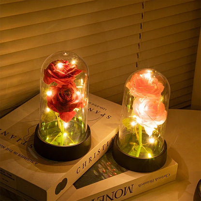 Glowing Galaxy Eternal Double Rose with LED Lights Romantic Gift for Valentine's Day and Wedding
