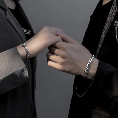 Magnetic Heart Couple Bracelet Set in Stainless Steel