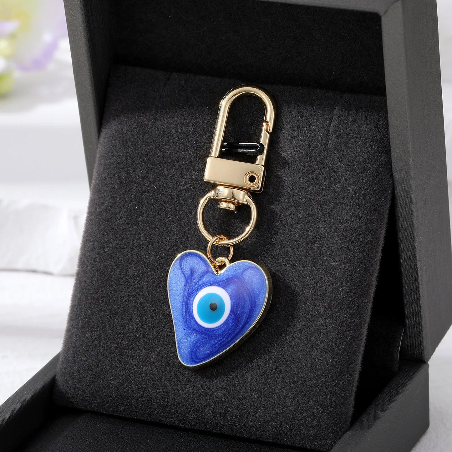 Turkish Heart Evil Eye Enamel Pendant Keychains