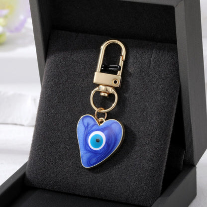 Turkish Heart Evil Eye Enamel Pendant Keychains