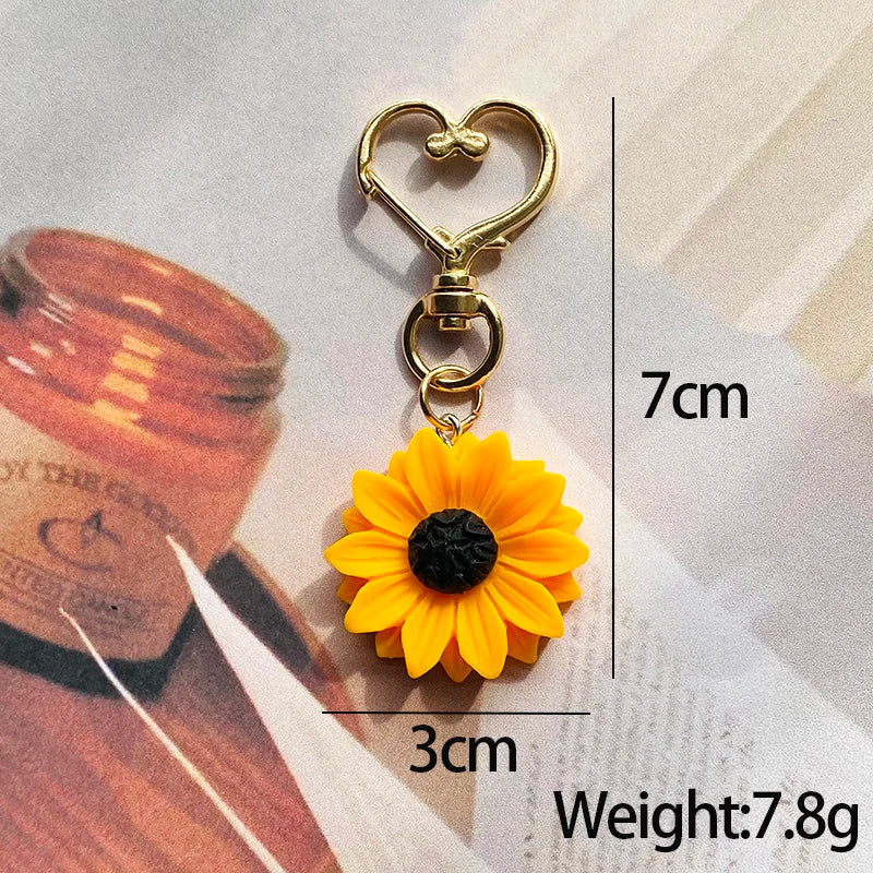 Sunflower Love Heart Keychains