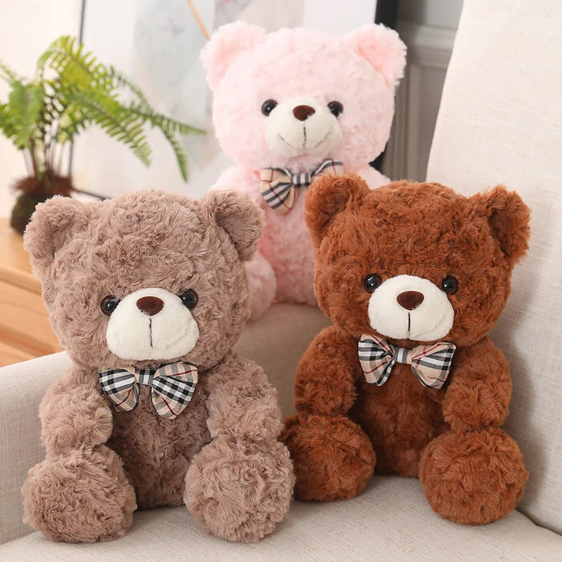 Kawaii Teddy Bear Plush Toy with Bow 25/35cm Soft Stuffed Animal for Gift