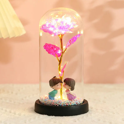 Eternal Rose LED Light in Glass Dome for Romantic Gifts