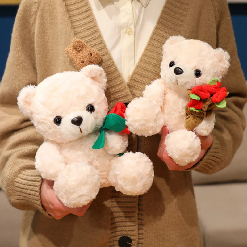 Sitting Bear Plush Toy with Heart Gift for Her