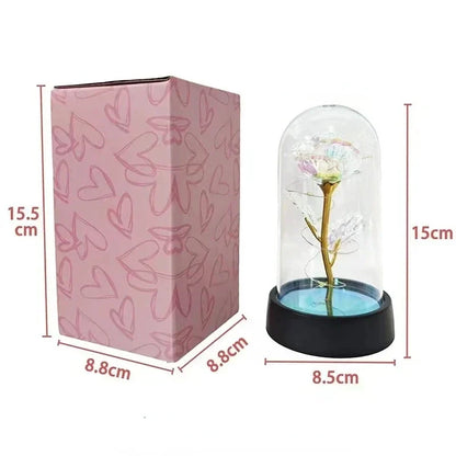 Eternal Rose Lamp LED Artificial Silk Flower Creative Gift for Valentine's Day and Mother's Day