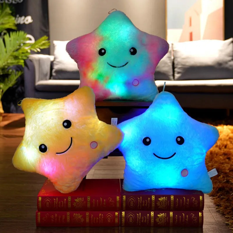 Glowing Colorful Stars Pillow