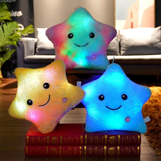 Luminous Star Plush Pillow - Soft, Colorful LED Cushion for Kids