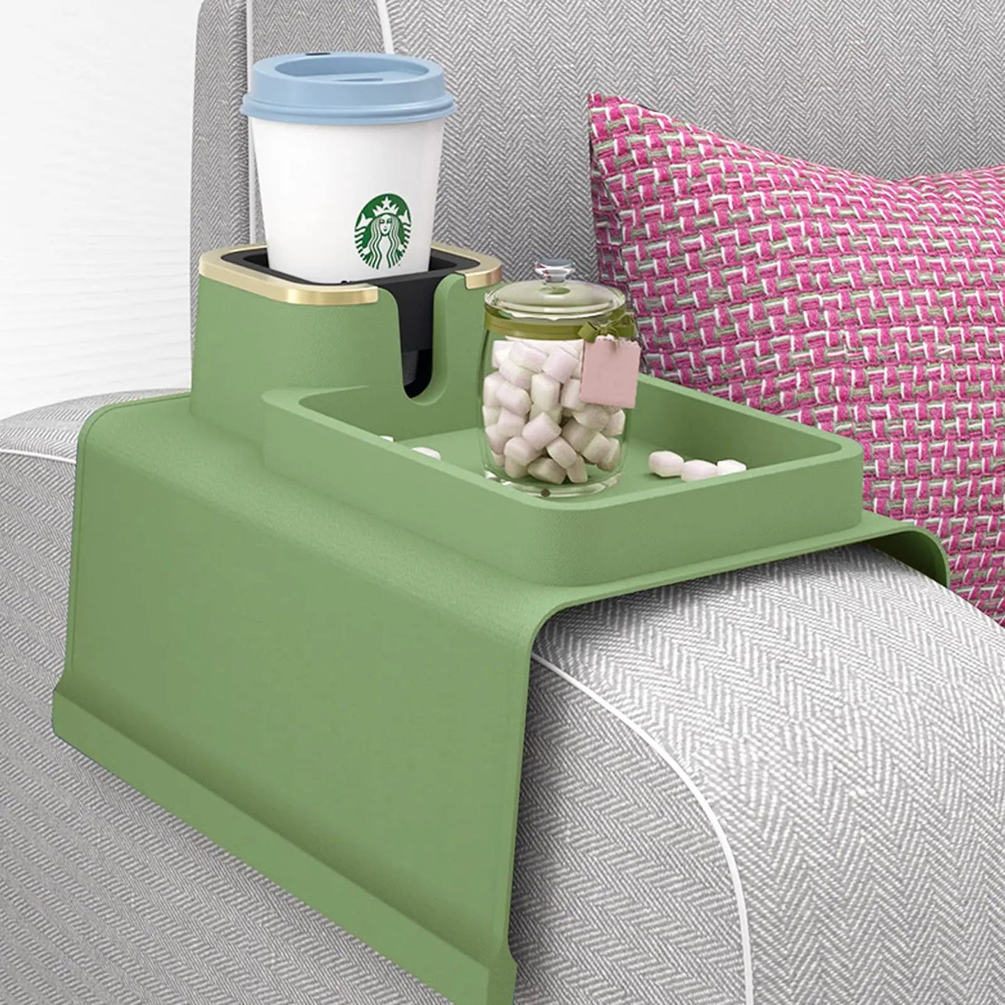 Sofa Armrest Tray With Cup Holder Spill-Proof Sofa Coaster