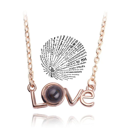 100 Languages Love Projection Heart Necklace