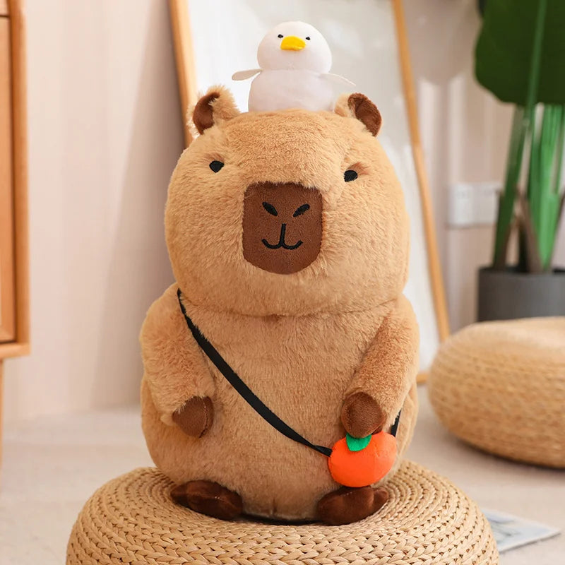 Capybara Plush Toy - Fluffy Fruit-Embracing Doll for Fun Gifts