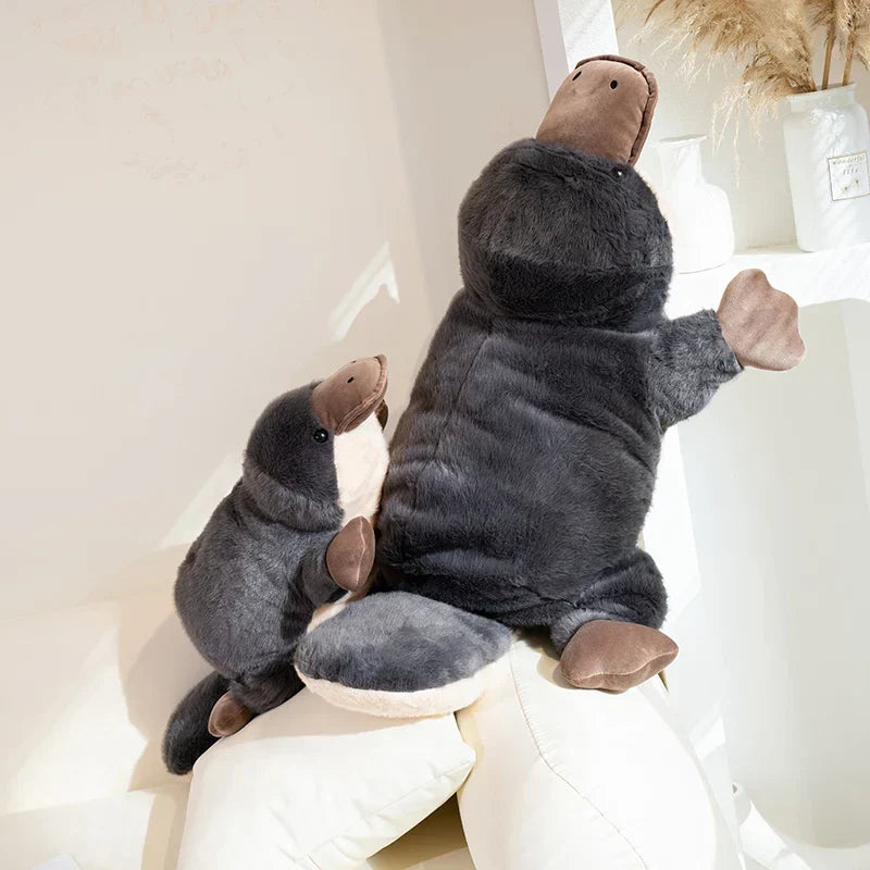 Plush Grey Platypus Pillow - Super Soft & Cuddly Toy for All Ages