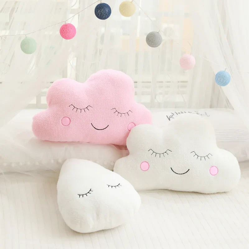 Soft Plush Cloud & Star Raindrop Pillow - Cozy Kids' Room Decor