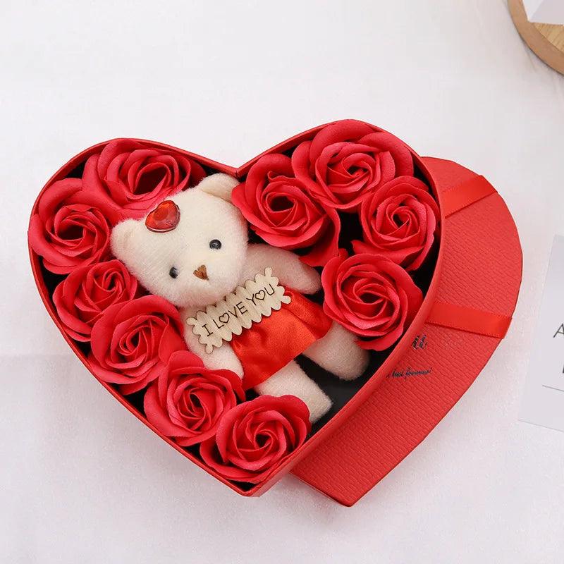 Heart-Shaped Rose Soap Flower Gift Box