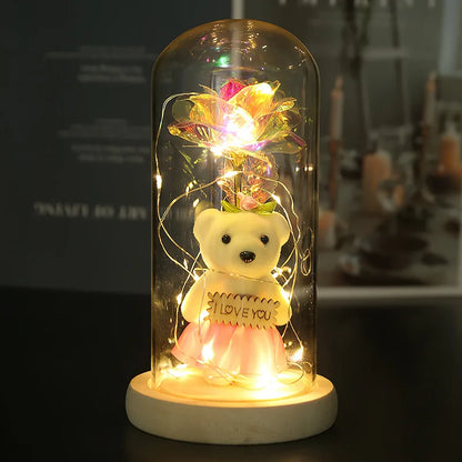 Eternal Rose LED Light in Glass Dome for Romantic Gifts